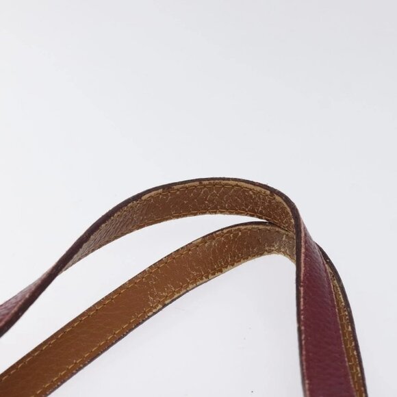 FENDI Zucchino Canvas Hand Bag Wine Red Gold Auth 120902 - Picture 9 of 16